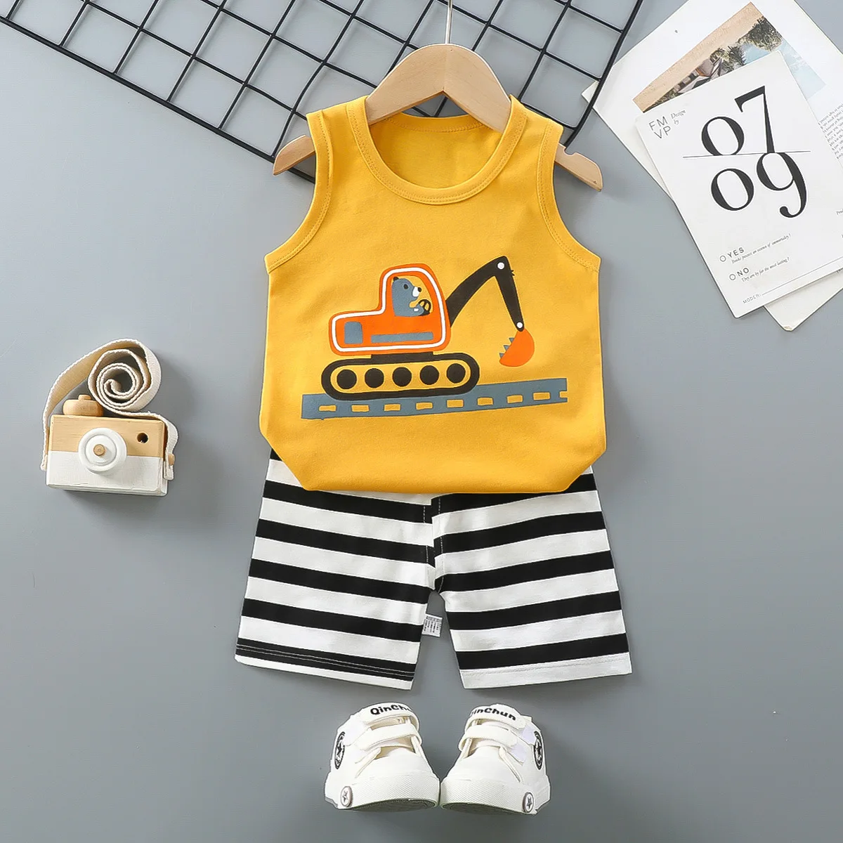 Summer Vest Boys Girls Pajamas Sets Cartoon Cotton Children Boy Girl Sleepwear Nightwear Kids Lightning Pyjamas Suit