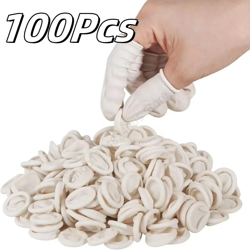 100pcs Disposable Fingertips Protector Gloves Natural Rubber Non-slip Anti-static Finger Cot For Beauty Clean Massage Tool
