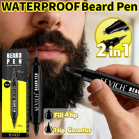 Double Ended Beard Pen 5ml Waterproof Four Prong Beard Filling Pencil Black/Dark Brown Beard Stuffing Pen Beard Styling For Men