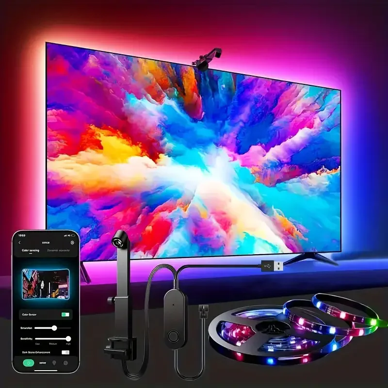 

TV Led Backlight RGBIC LED Strip Lights with Camera Sensor App Control Music Sync Smart RGB Light for Gaming Atmosphere Lighting