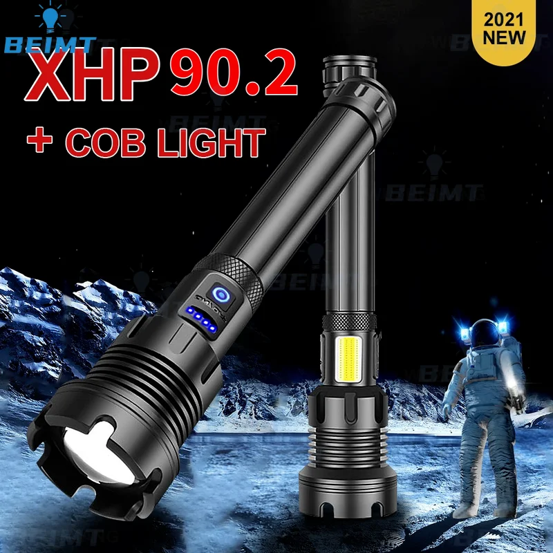 XHP160/90 99000LM Powerful LED Flashlights Super Bright Flash Lights USB Rechargeable Zoom Tactical Torch Camping Searching Lamp