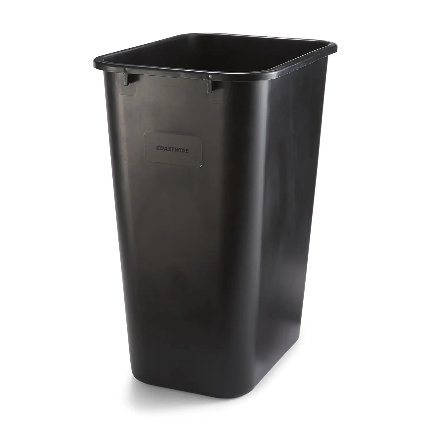 

10.25 Gallon Indoor Trash Can Without Lid, Black Soft Molded Plastic, Durable Rectangular Design for Home Use