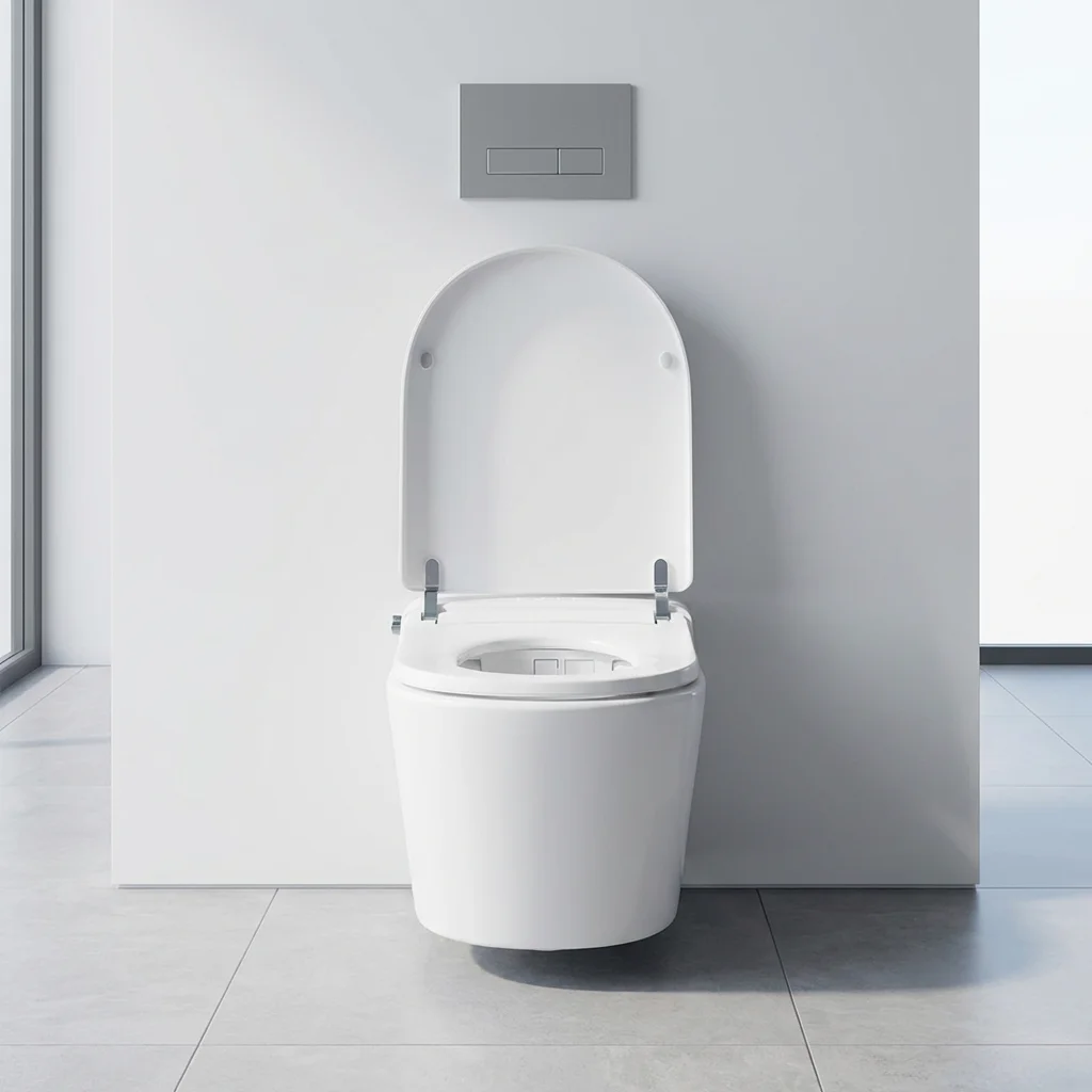 Modern Dual Flush Concealed Cistern Wall Hung Smart Toilet Heated Seat Included Automatic Operation One-Piece Design