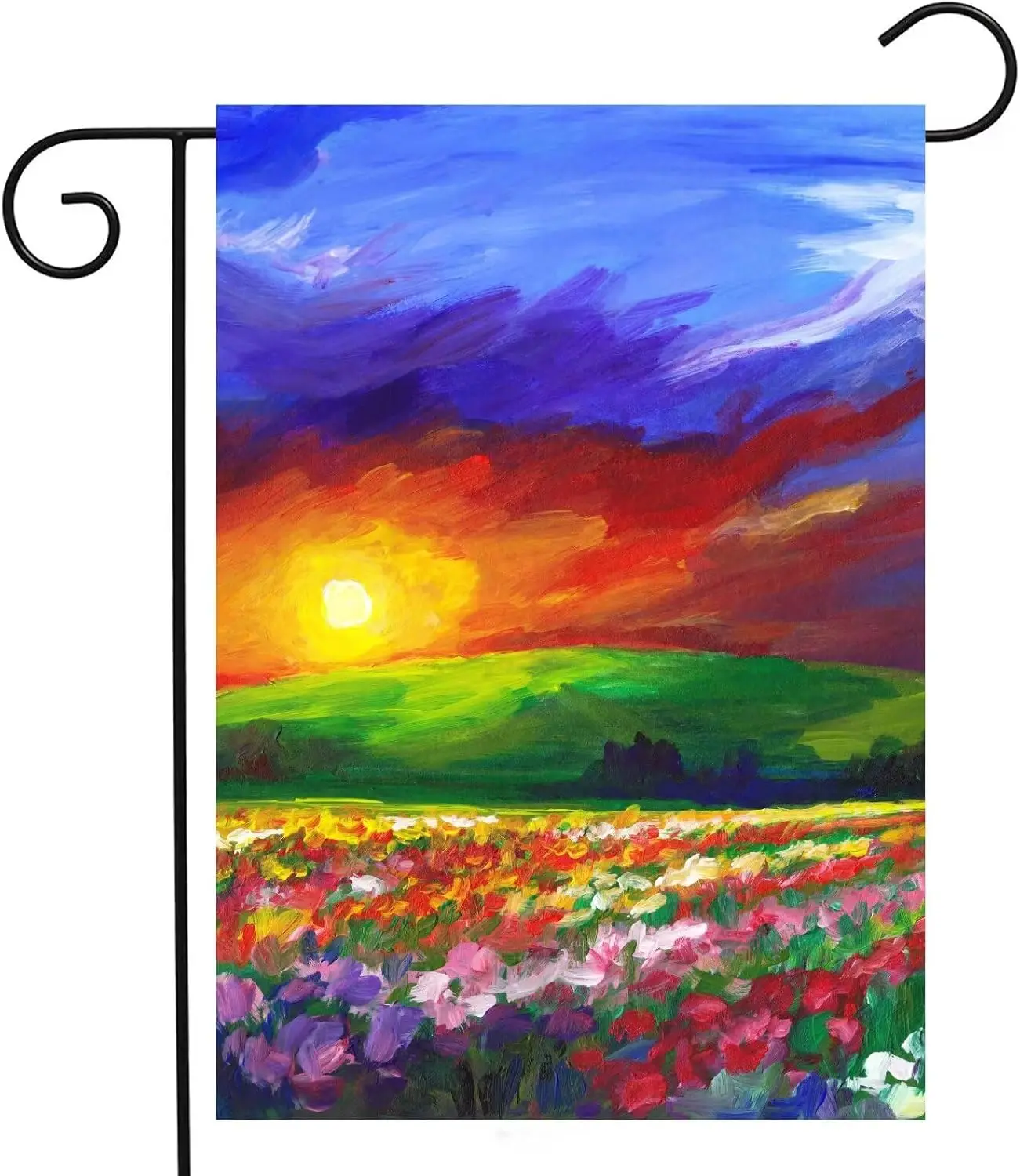 Abstract Floral Flowers Meadow Sunrise Oil Painting Colorful Spring Landscape Garden Yard Flag 12