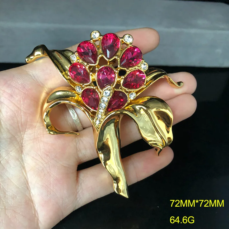 Lily Design Middle-Ancient Corsage Diamond-Embedded Temperament Wild Brooch Gold-Plated Advanced Pin Suit Cheongsam Accessories