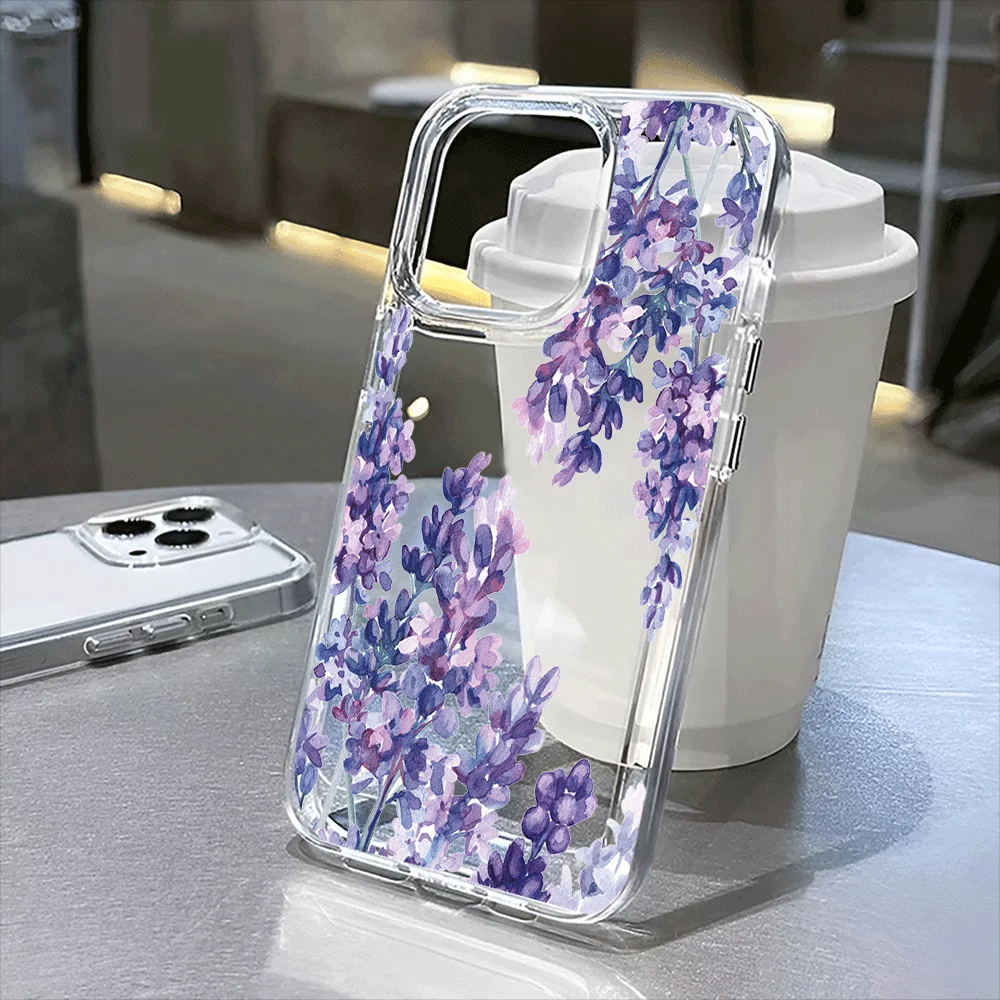 

lavender flowers transparent phone case for iPhone16Pro Max 16Pro 16Plus 16 15 Pro Max 15Pro 15 13 13Pro 14 12 11Pro Max Plus