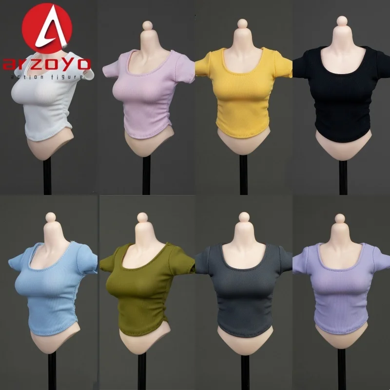 ICE TOYS IC1022 1/6 여성용 타이트 플리츠 반소매 티셔츠 의상 모델 12'' TBL JIAOU 솔저 액션 피규어 바디 인형용