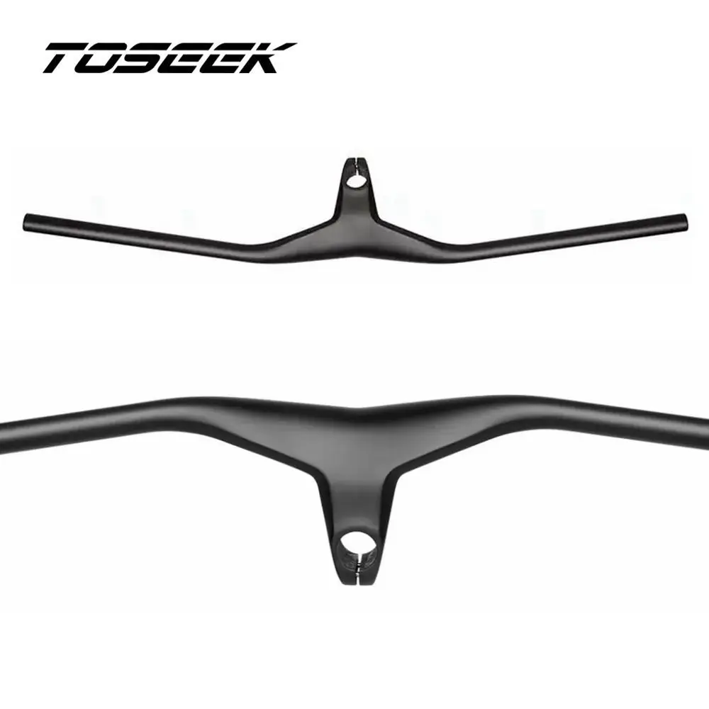 Black Matte Carbon Fibre Bicycle MTB Integrated Handlebar Stem -17 Degrees One-shaped Handlebar Mountain Bike Parts