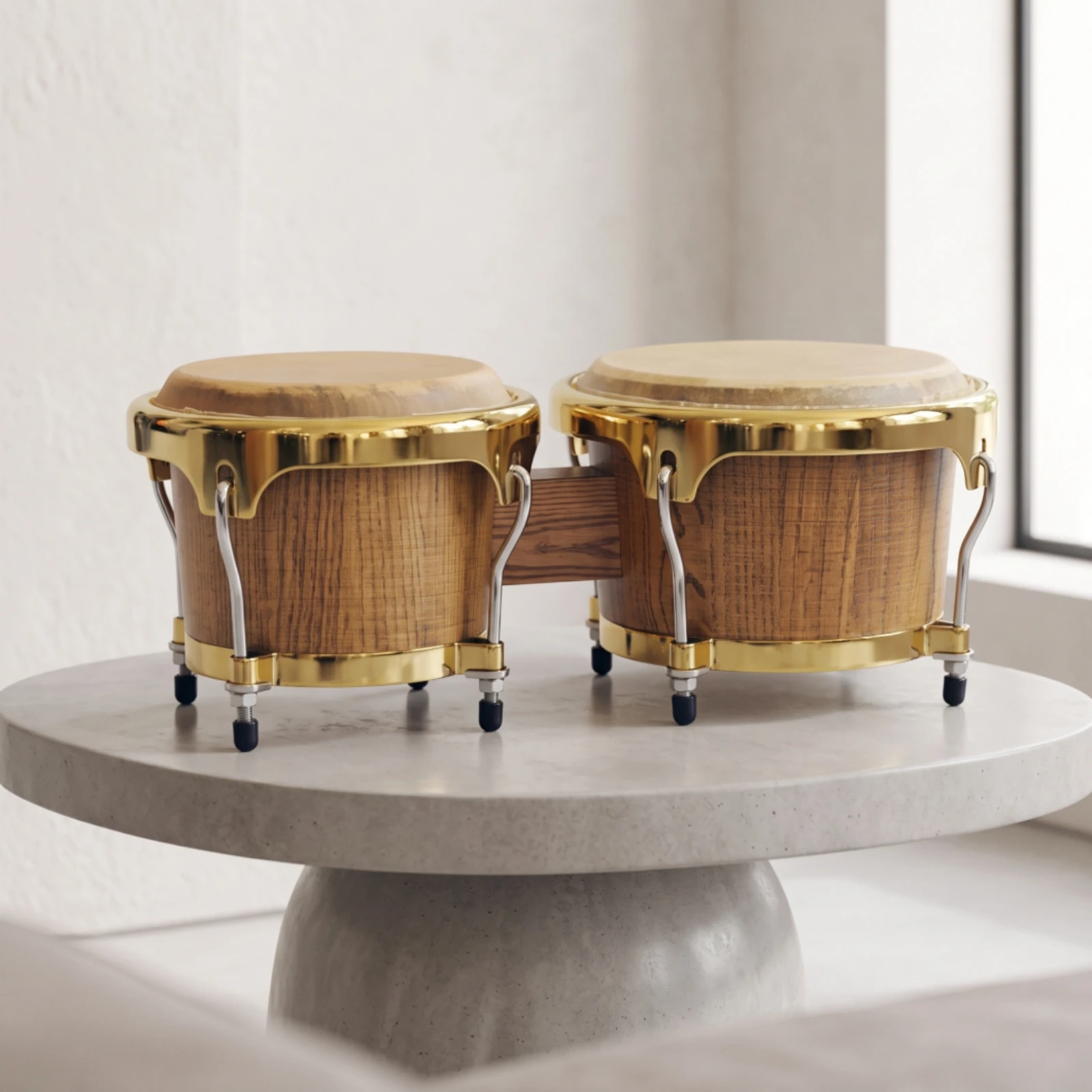 Bongo Drum Set - Bongo Set with Wooden Bridge Long-Lasting