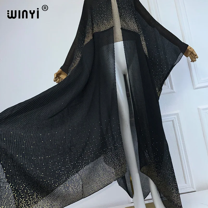 WINYI-Kimono africain pour femmes, cardigan, robe de plage, vêtements de plage, abaya, dubaï, luxe, été, 2024