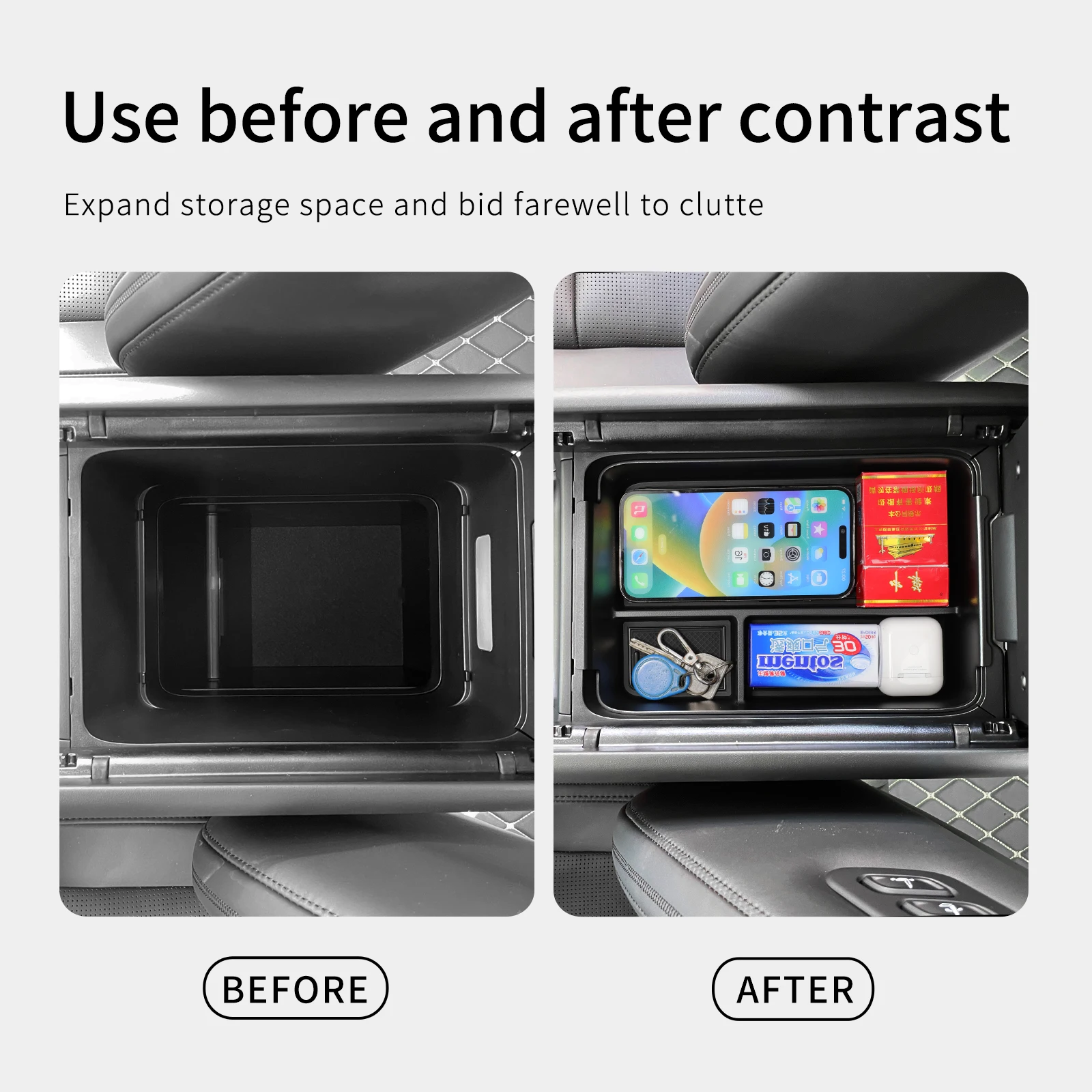 Smabee für Hyundai Santa Fe 2024 2025 2026 Aufbewahrungsbox Getränkehalter Anti-Schmutz-Pad Auto-Innenausstattung Organizer Ordnungssystem Schwarz – Detail 4