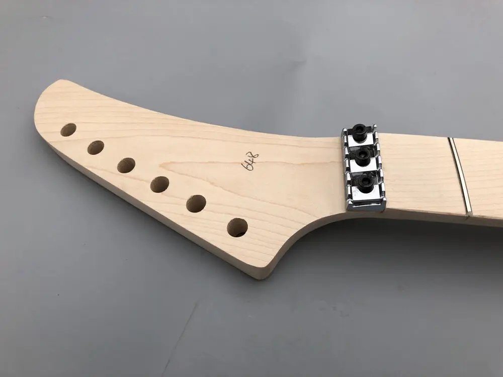 Yinfente Guitar Neck Maple Fretboard Dot Inlay 25.5Inch 24Fret Locking Nut Banana Head