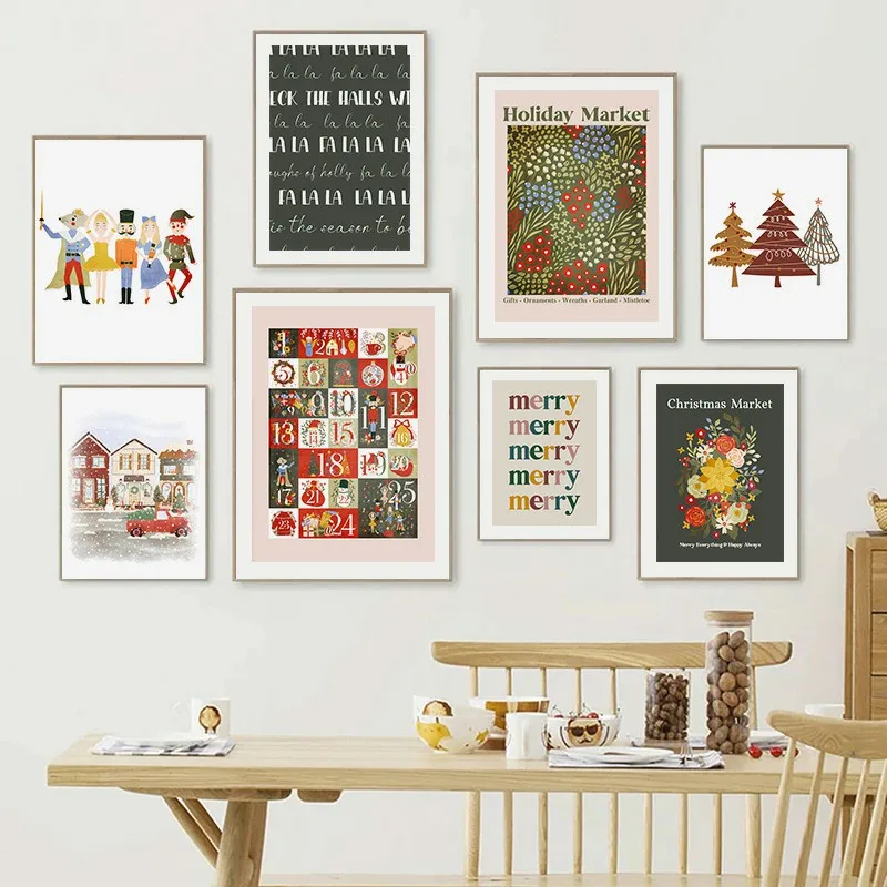 

Happy Christmas Nutcracker picture decorative wall art oil painting Nordic posters and printed children's room decoration