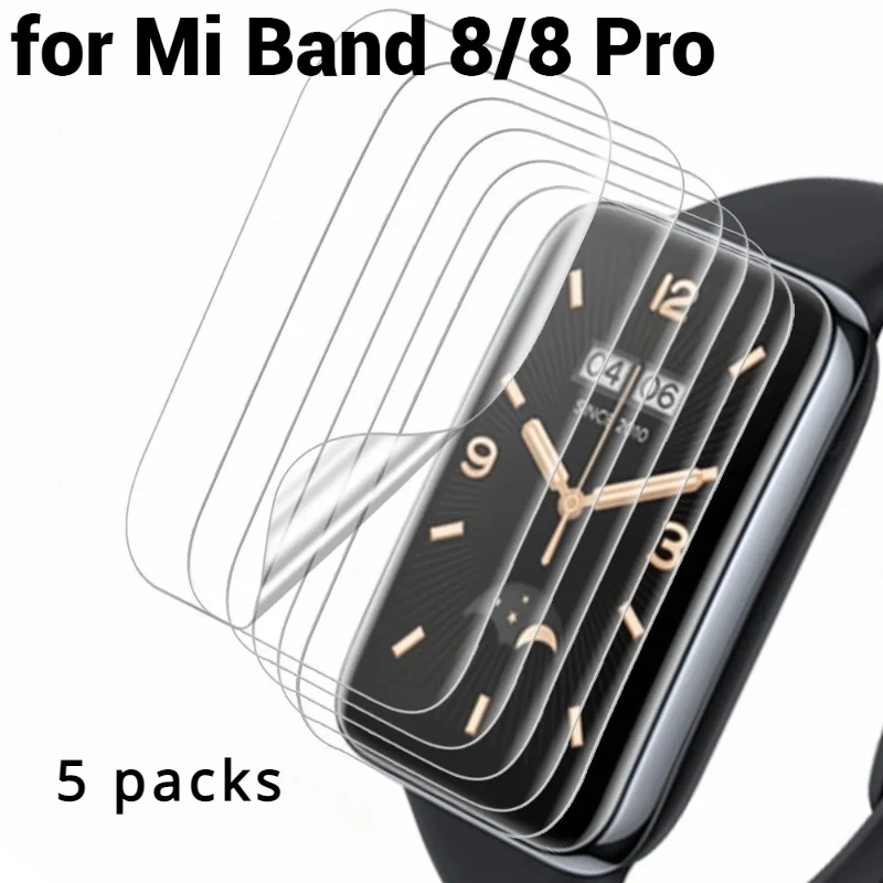 غشاء حماية شفاف من هيدروجيل ناعم ، واقي شاشة لشاومي مي باند 8 برو ، مضاد للخدش ، 5 عبوات