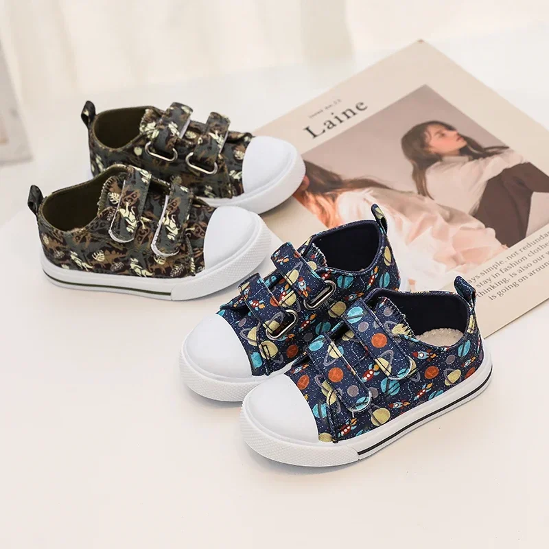 Baby Canvas Shoe Girls Cute Printed Sneakers Boys Kids Comfortable Canvas Casual Sport Shoes Flat Heel Children Shoes