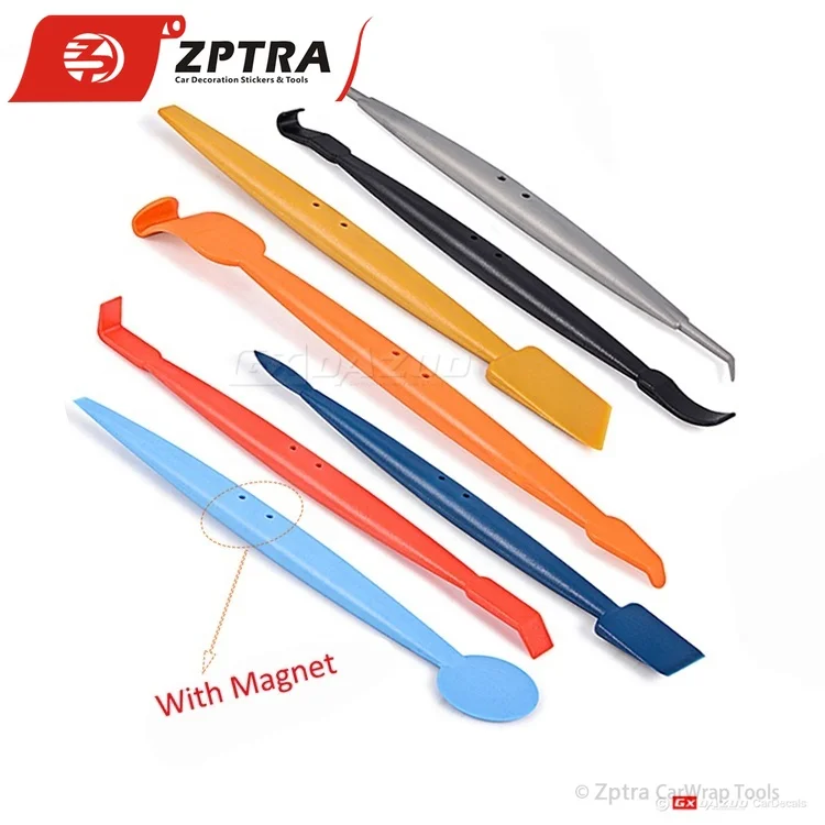 7 Pcs/Lot  Car Vinyl Wrap Plastic Magnet Micro Squeegee Wrap Stick Tool Kit Flexible Stick Micro Squeegee Magnets