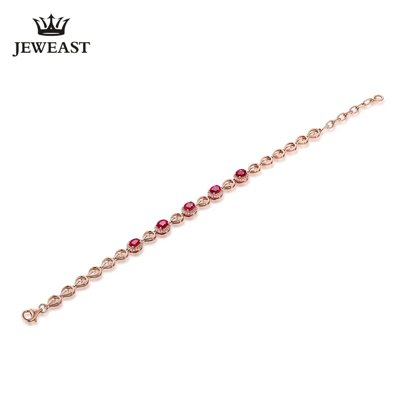 Natural ruby 18k Pure Gold Female Bracelets Fine Jewelry  Gift Girl Thin Trendy Solid 750 Real Bangle Party Good Nice