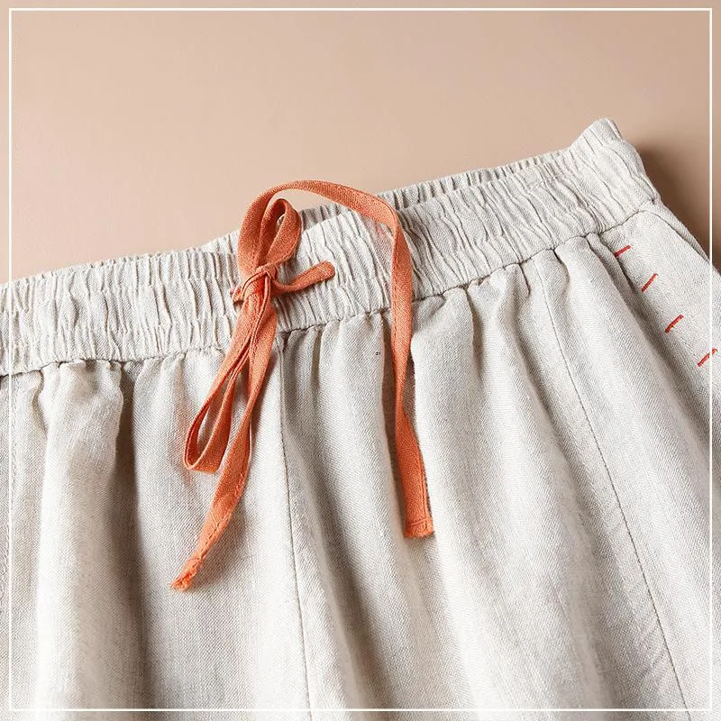 Spodnie z wysokim stanem i szerokimi nogawkami, asymetryczny krój, styl dojazdowy, koreańska moda, luźne spodnie-spódnica z bawełny i lnu, odzież damska.