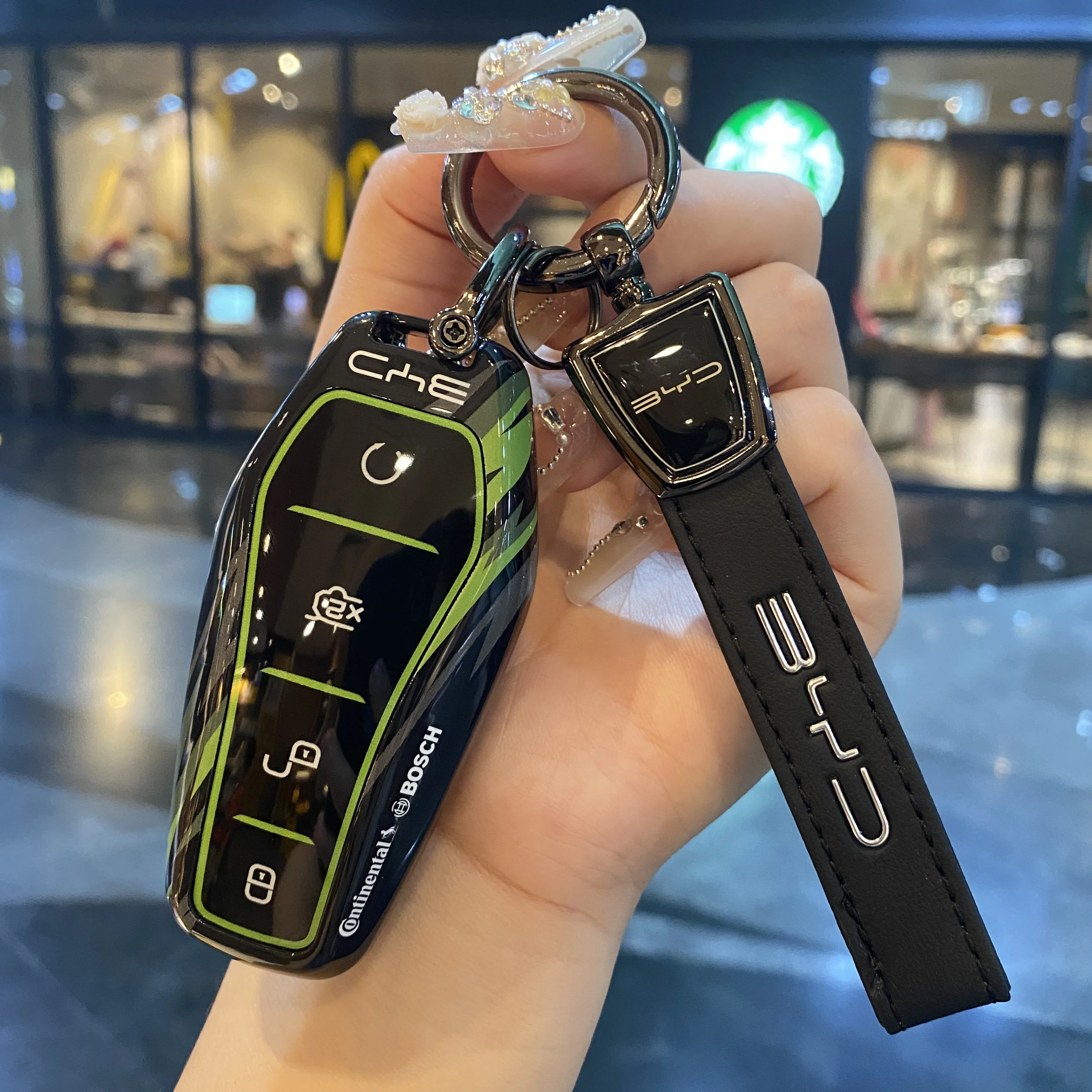 سيارة مفتاح تحكم عن بعد غطاء ل BYD أغنية زائد Atto 3 هان EV تانغ DM تشين ختم دولفين سبائك الزنك الجلود مفتاح حامل قذيفة #2