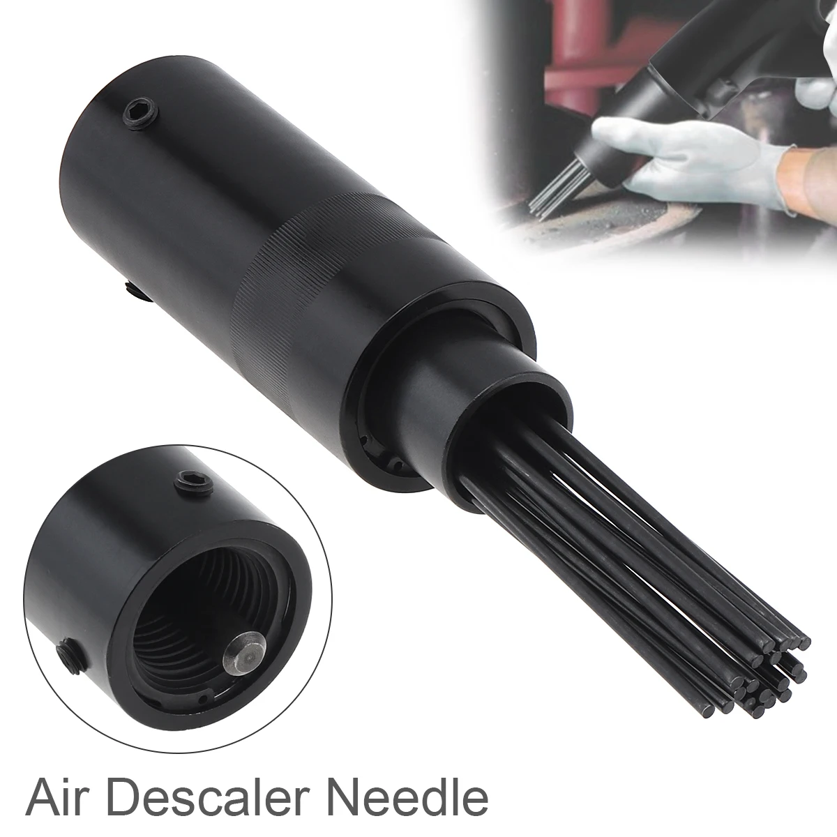 Pneumatic Needle Tools Pneumatic Needle Bundle Deruster Head Pneumatic Tool with 19 Needle for Rust and Welding Slag Removal