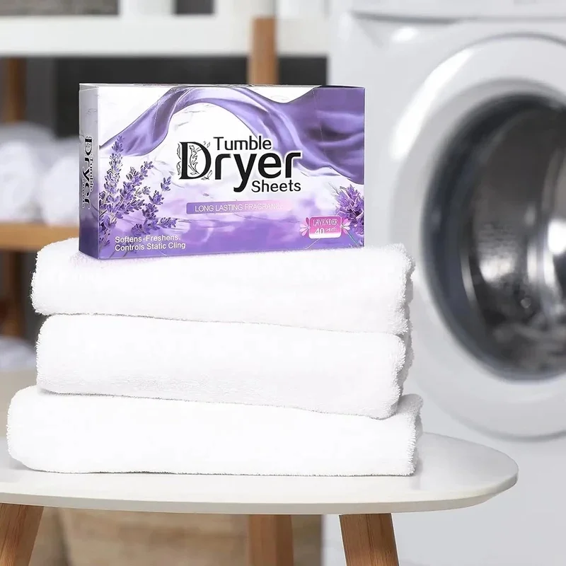 40 Pcs Tumble Dryer Sheets Long Lasting Fragrance Laundry Freshener Static Reduction Softener Paper Material For Clothes Care