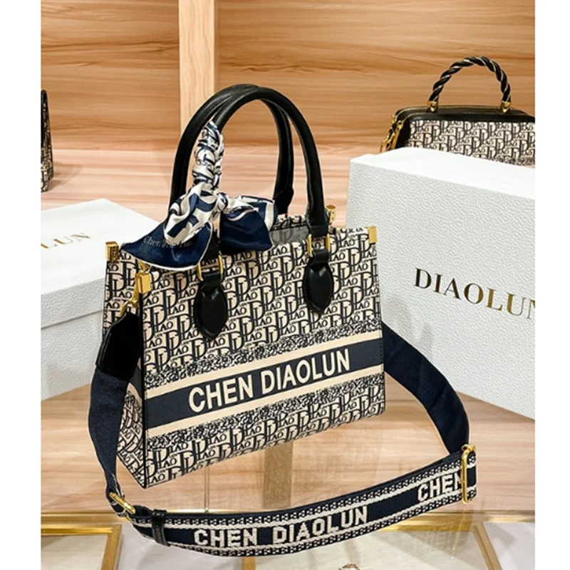 2024 New Women\'s Letter Bag Tote Bag Handbag Fashion Wide Shoulder Strap Women\'s Single Shoulder Slanting Cross Bags