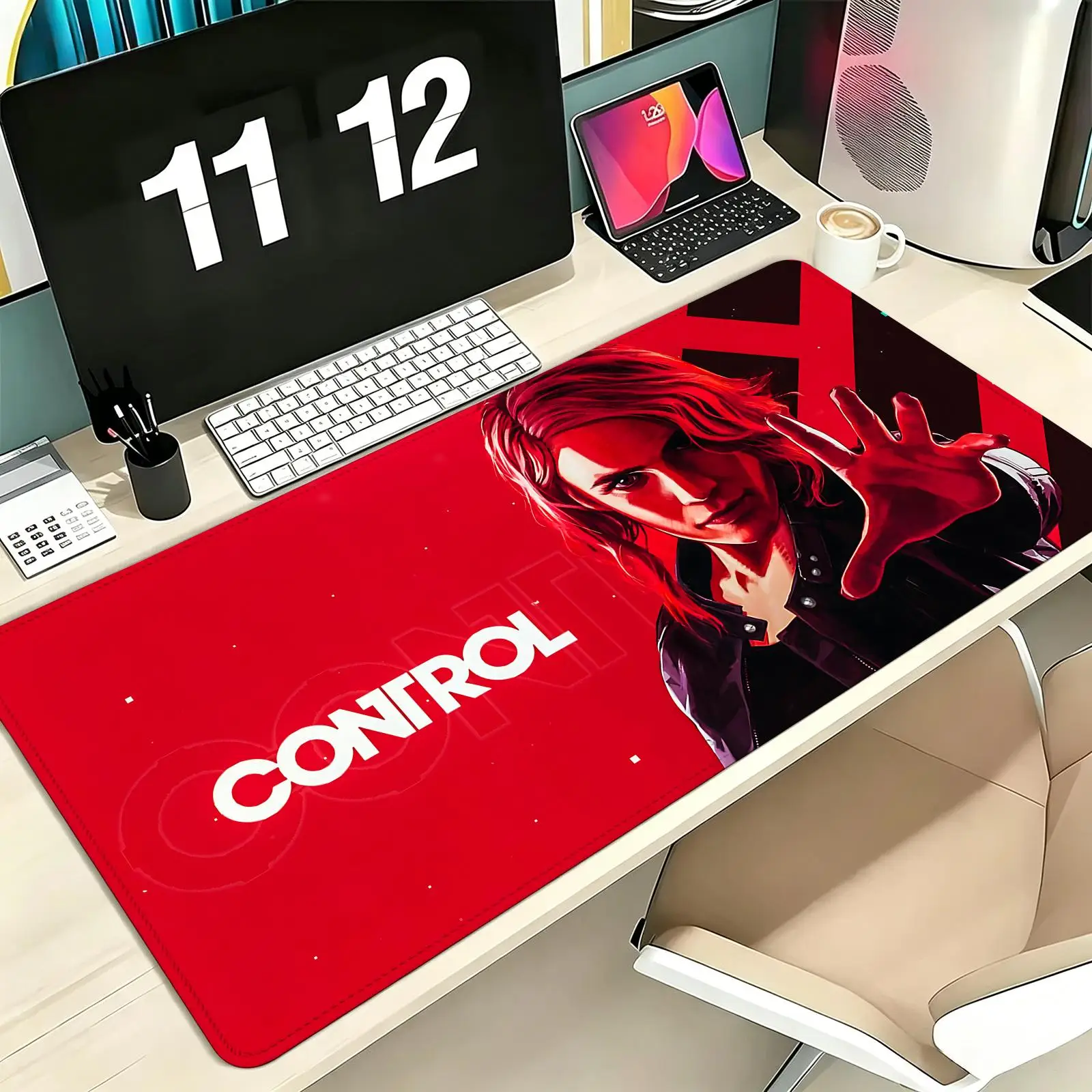 Alfombrilla de ratón Pro E-Sports XXL para juegos, alfombrilla de ratón extra grande antideslizante con borde cosido, alfombrilla de escritorio para teclado y portátil para PC Gamer Control
