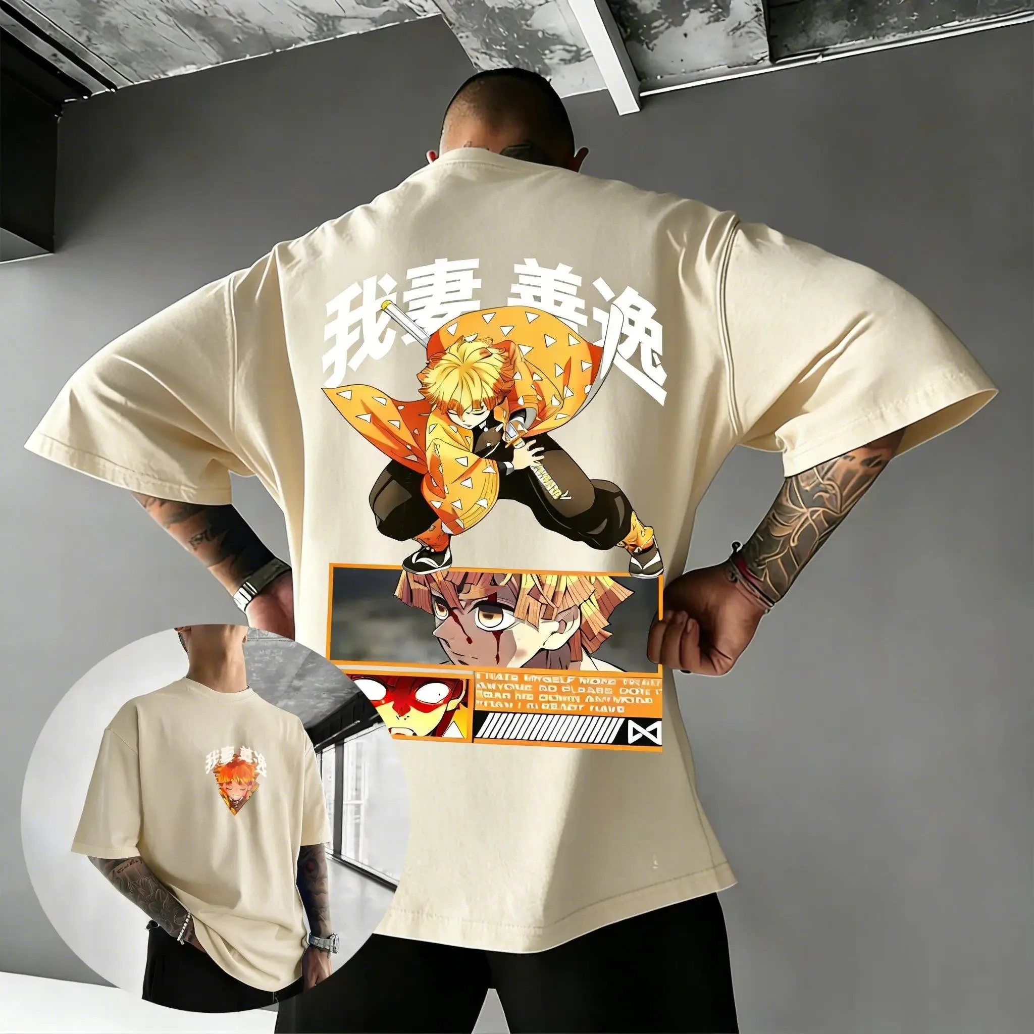 

Demon Slayer Zenitsu Oversized Tee Anime Graphic T Shirt Men Women Short Sleeve Tee Streetwear 2026 Summer Casual Top Y2k