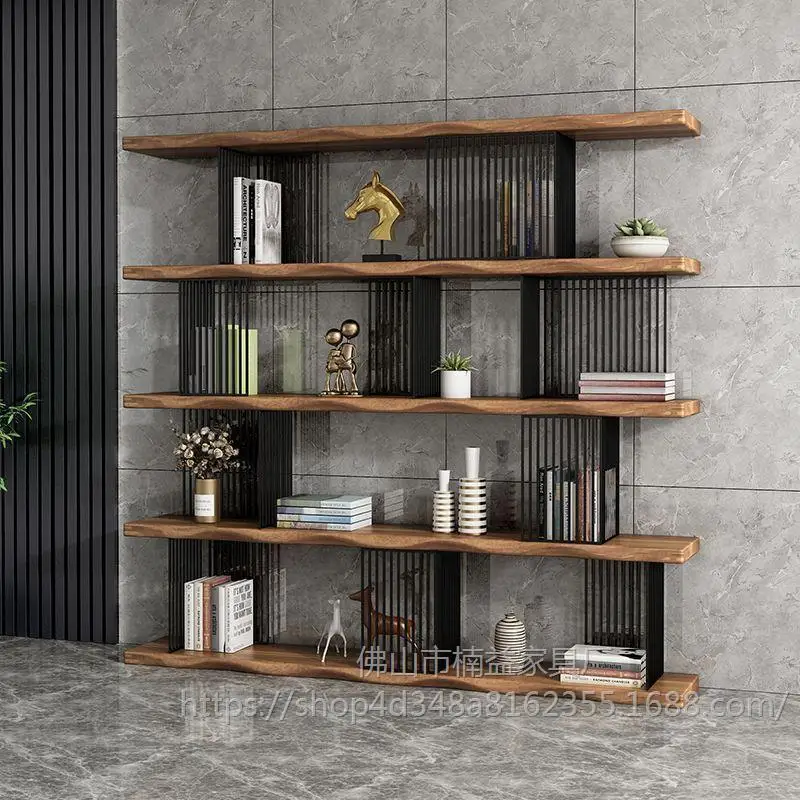 solid wood full wall multi-layer shelf living room wall bookcase
