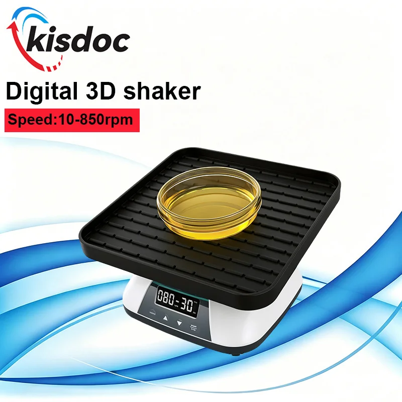 Kisdoc 3D Digital Lab Shaker Mixer 10~80rpm Adjustable Speed Timing Blood Sample Rocker Rotating Oscillator Mixing Instrument