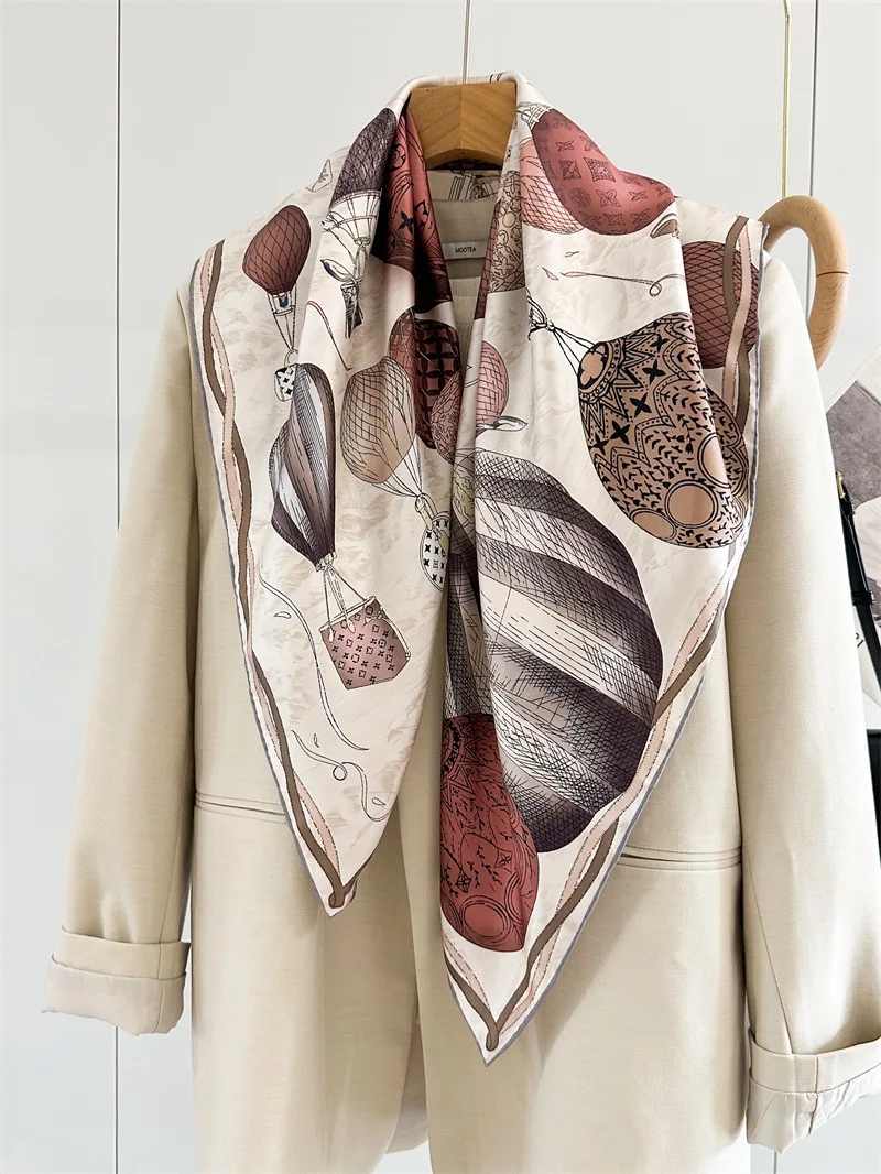 

Luxury Silk Women Square Scarves Shawl Silk Square Scarf Single Side Print