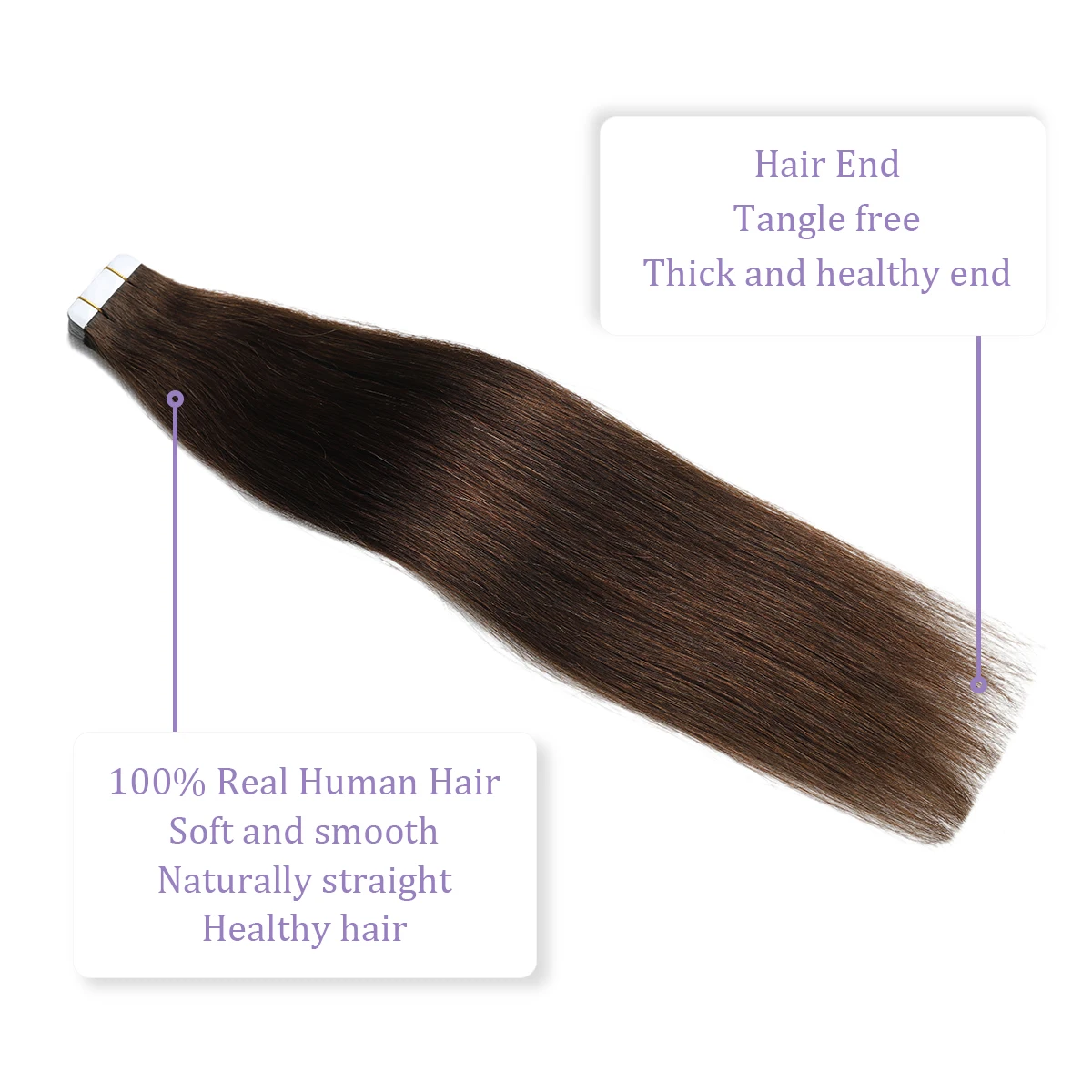 Sindra Tape In Hair Extensions Remy Menselijk Haar 14-22Inch 20 Stuks Rechte Naadloze Huid Inslag Tape Hair Extensions Donkerbruin