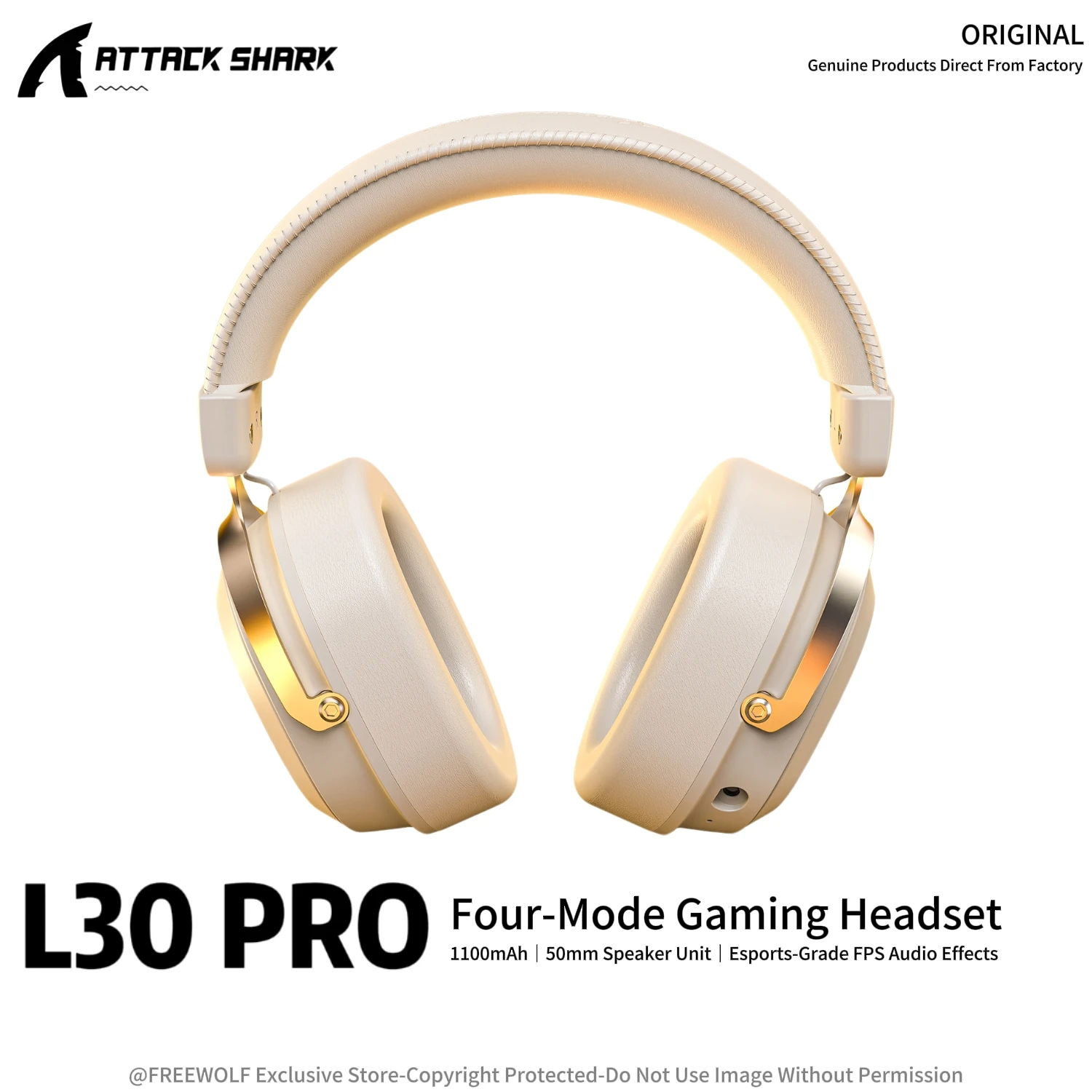 

Игровая гарнитура 4-режимная L30Pro Attack Shark с частотой 2.4G, съемным микрофоном, 50-мм динамиком, аккумулятором 1100 мАч, легким дизайном 306 г