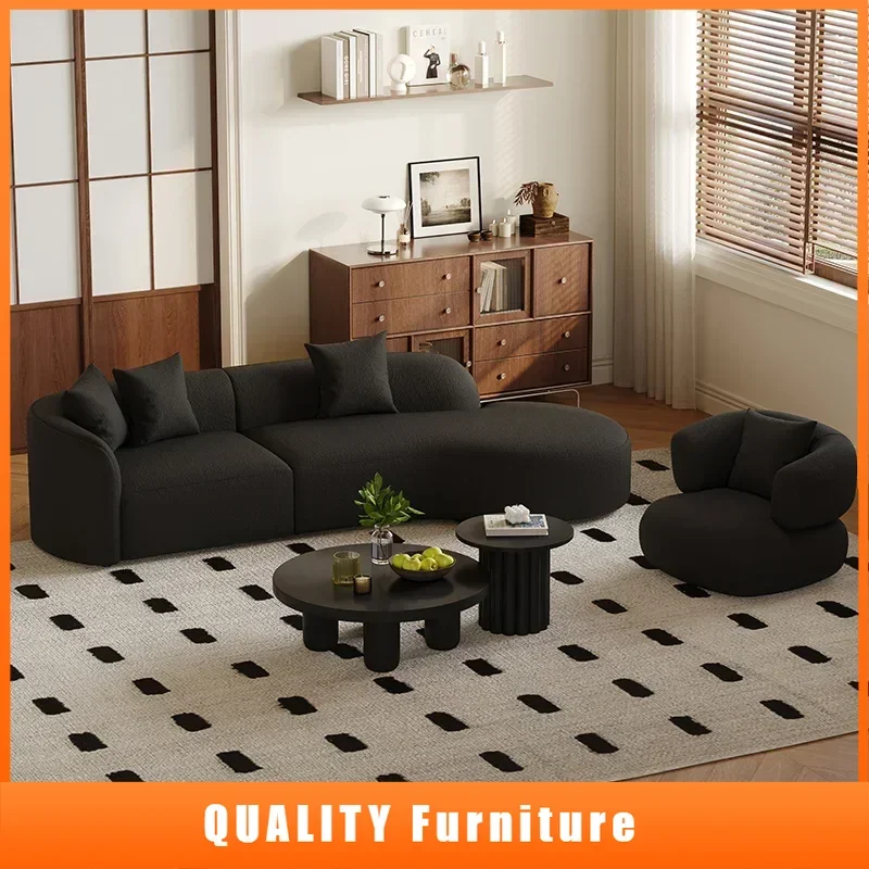 

Minimalist Black Living Room Sofa Christmas Halloween Light Luxury Curved Couch Lounge Comfort Sofa Sala De Estar Home Furniture