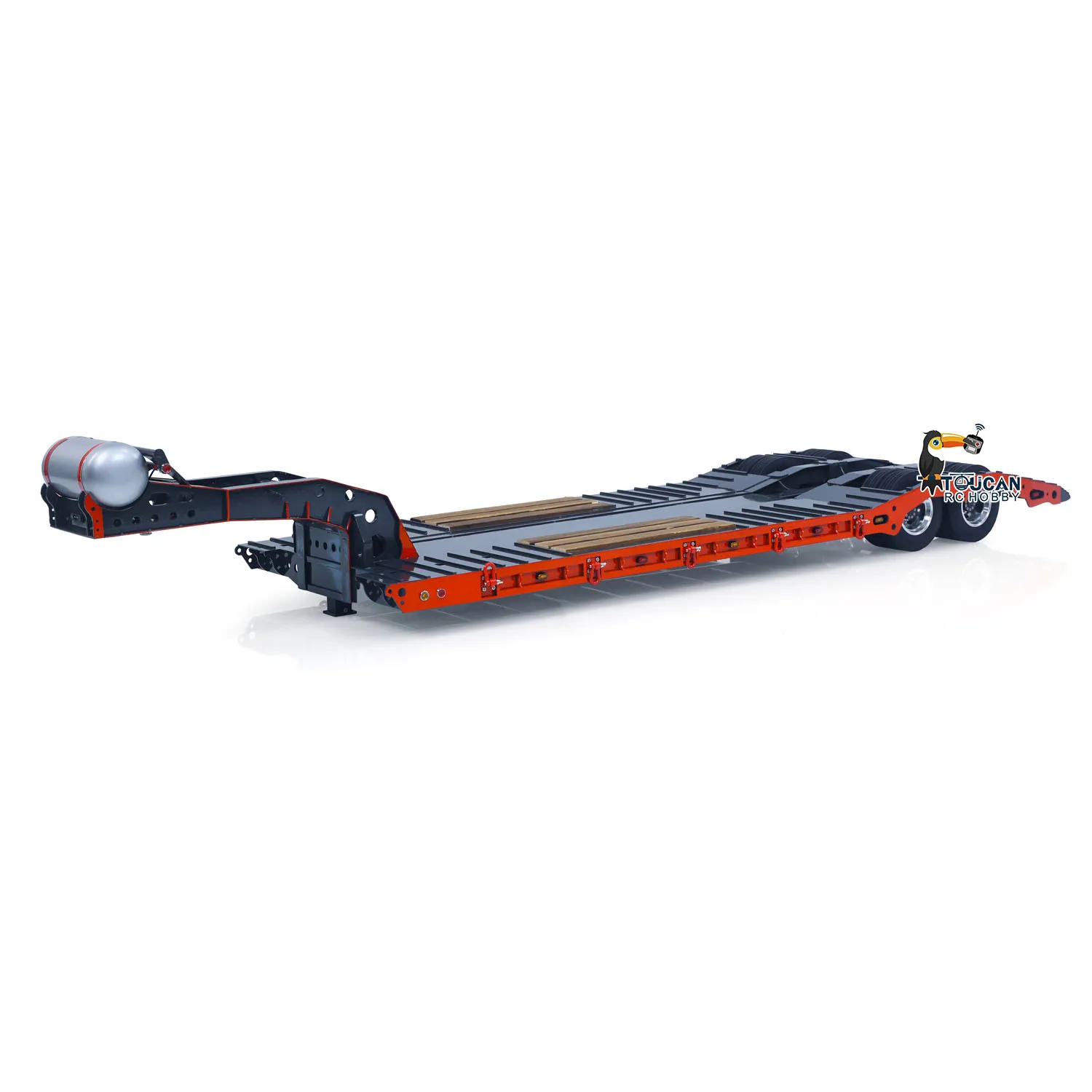 Toy 2 Axles 41.3Inches Long Extended Gooseneck Low Flatbed Trailer for 1/14 TAMIYA RC Tractor Truck Radio Control Digger Loader