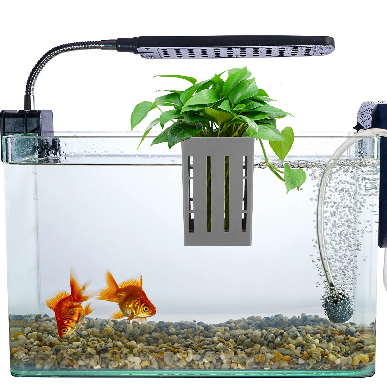 

4Pcs Hanging Aquarium Flower Pots Plastic Plant Holders with Hooks Small Aquatic Planters Fish Tank Decoration Cups for Healthy