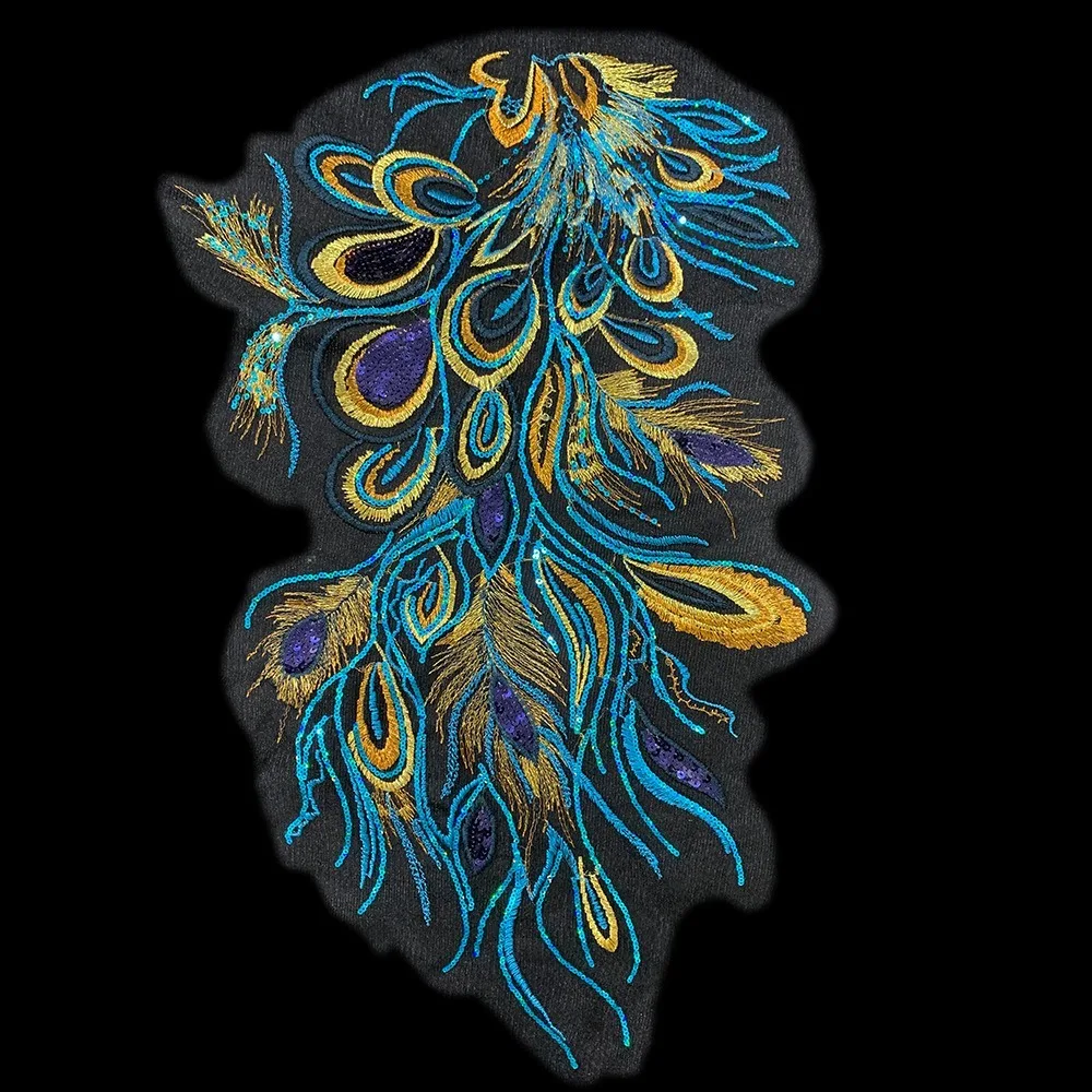 

Embroidery Sewing On Patches Sequin Embroidery Sequined Embroidery Patches DIY Blue Lace Appliques Sequins Patches Wedding