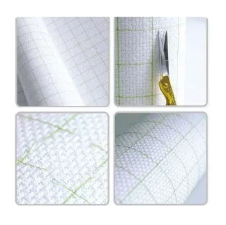 Aida Cloth Cross Stitch Fabric, White and Orange Grid, Best Quality, , 14CT, 50x50cm - view 3