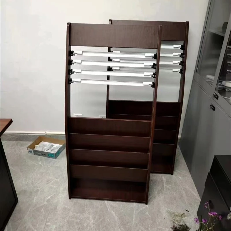 Newspaper shelf Book shelf Wooden promotional materials shelf Floor-to-ceiling vertical newspaper and magazine single-page
