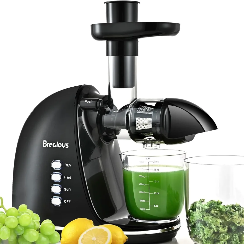 

Quiet Cold Press Juicer with Reverse Function, 2 Speeds, BPA-Free, Easy Clean Black Masticating Machine
