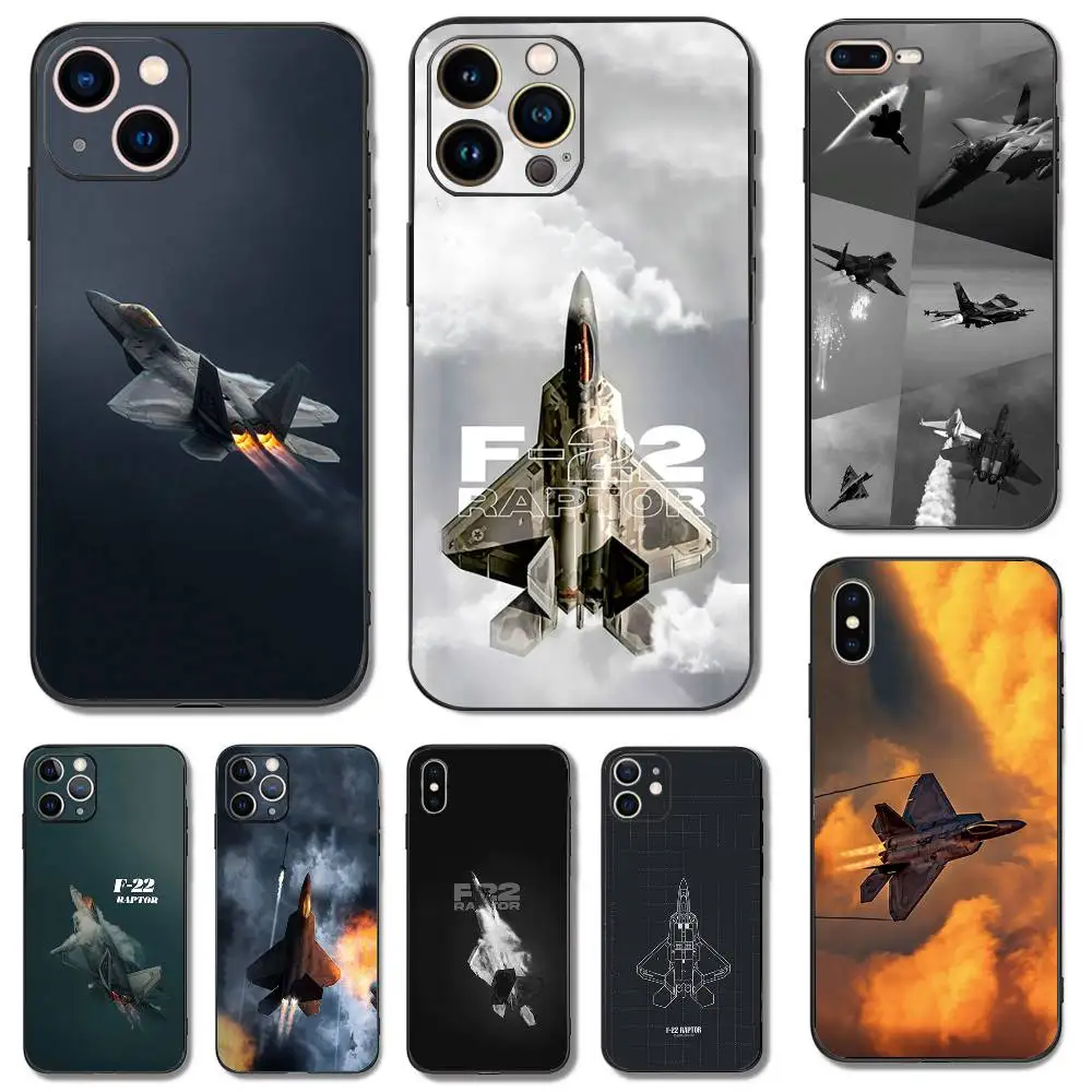 Fighter Plane Poster F-22 raptor Phone Case For iPhone 16,15,14,13,12,11,Pro,X,XS,Max,XR,Mini Soft Silicone Black Shockproof TPU