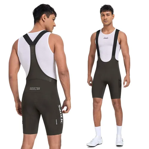 Imagen 1 del producto Santic-pantalones cortos con pechera para ciclismo para hombre, cojín de asiento importado, pantalones cortos con pechera para Ciclismo de Carretera MTB, transpirables, de alta elasticidad, GM25C05193