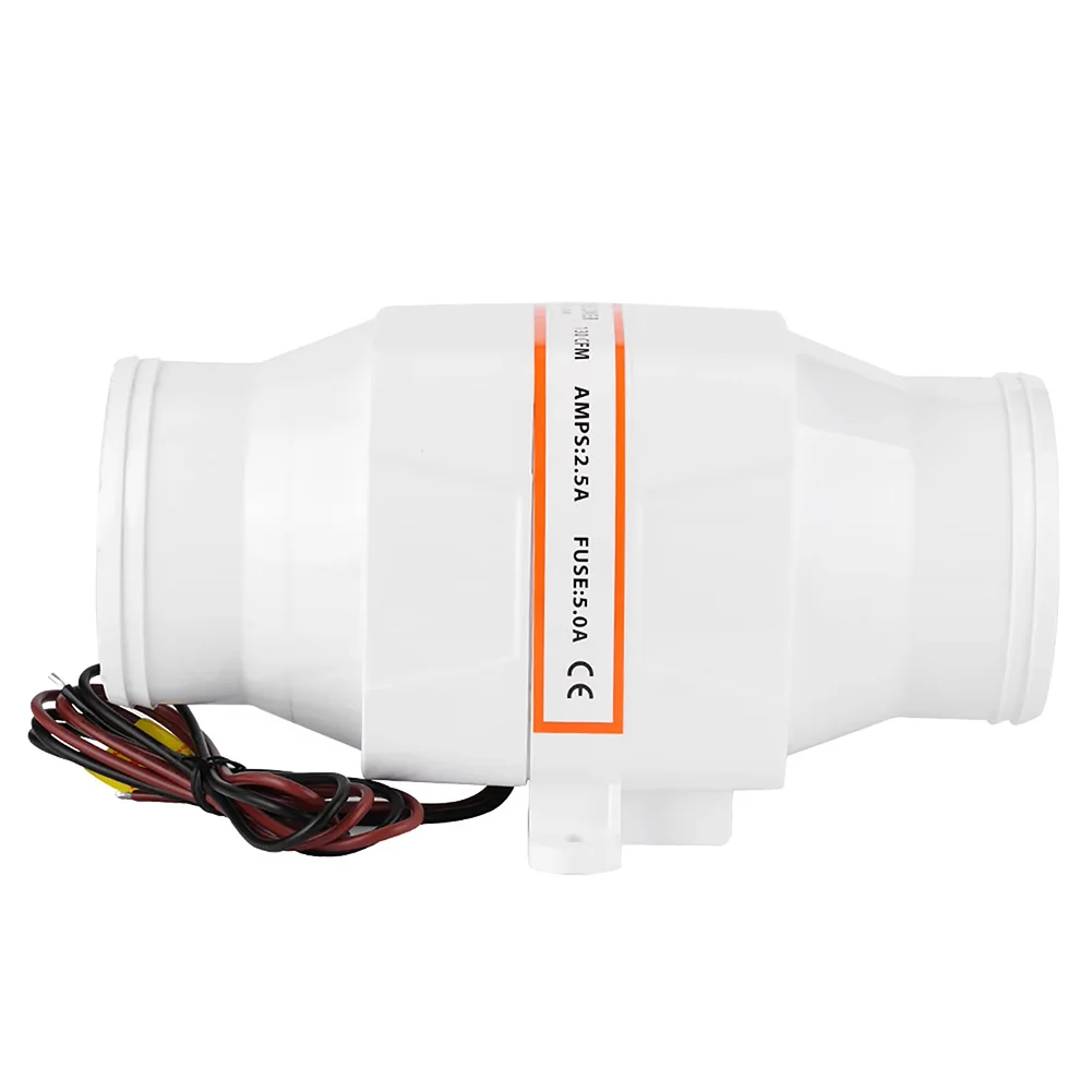 3 Inch Inline Marine Ventilation Fan Bilge Blower for Yacht and RV 130 CFM Airflow Hose Connectors for Standard Blower Hoses