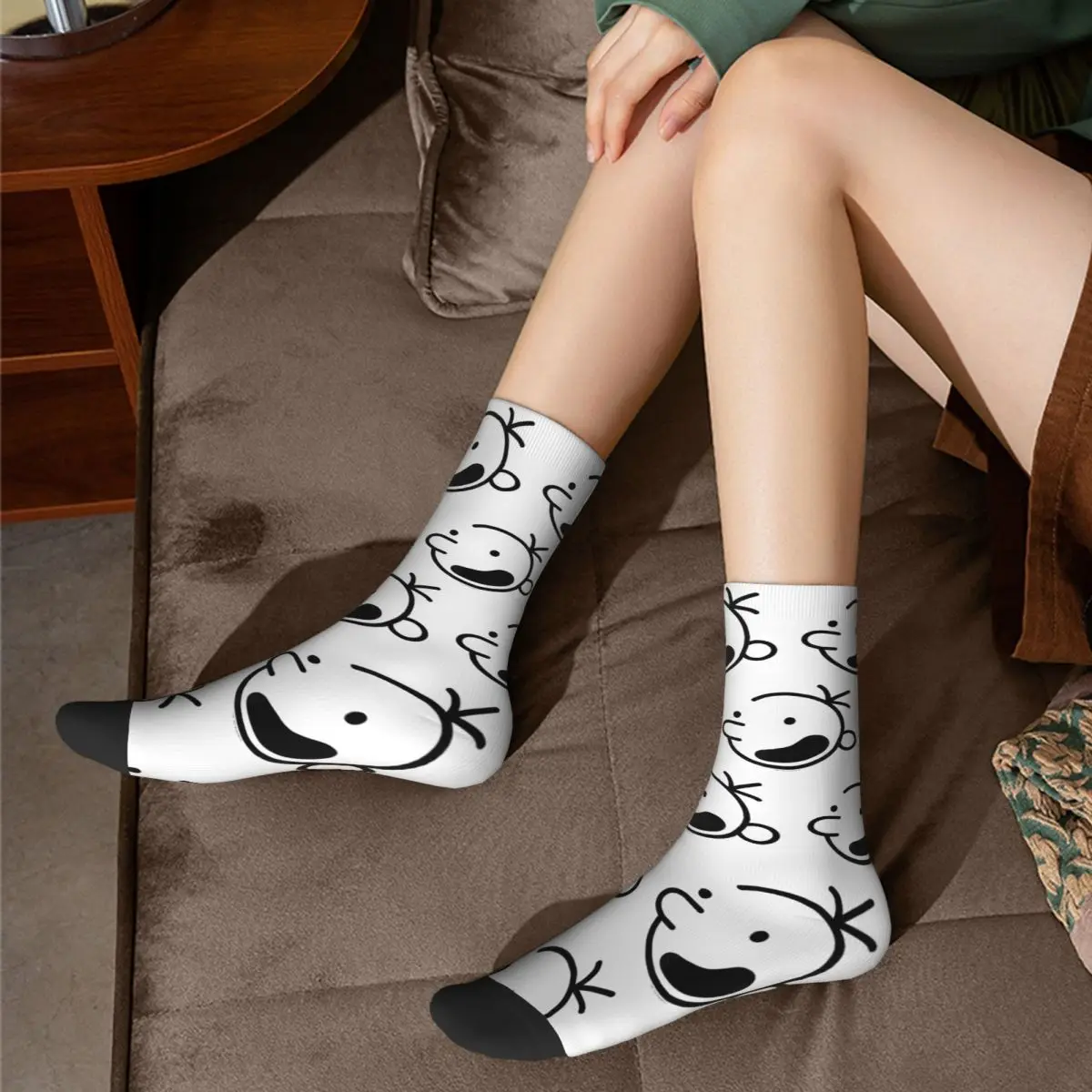 Crazy Design Wimpy Kid Head Loded Diper Basketball Socks Diary of a Wimpy Kid Polyester Crew Socks for Women Men