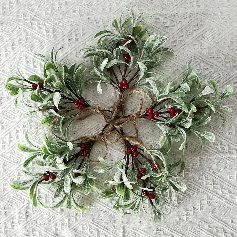 Frosted Artificial Mistletoe Fake Sprigs Bunches Stems Festive Fake Flowers Durable Christmas Decoration For Home Winter Indoor