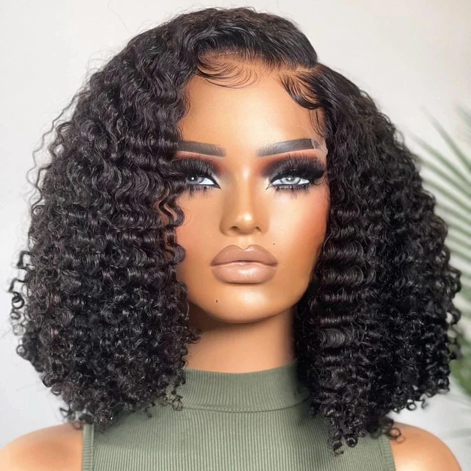 

180 Density Curly Bob Wig 13x4 Lace Front Human Hair Wigs Brazilian Short Deep Wave Bob Wig Pre Plucked Wig Human Hair For Women