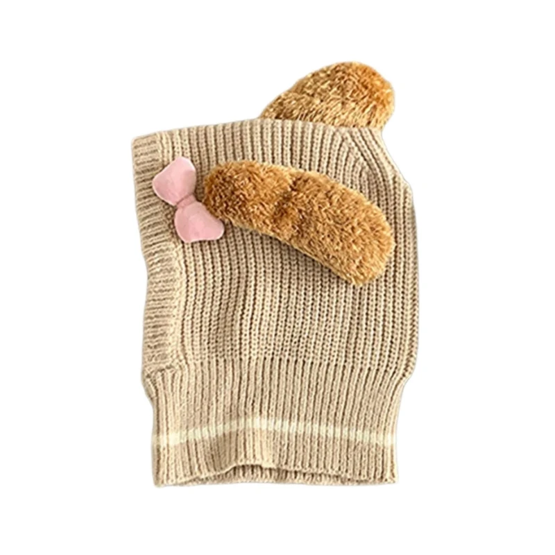 Lovely Cartoon Knitted Scarf Hat for Infants Baby Comfortable & Soft Bonnet Caps image 2