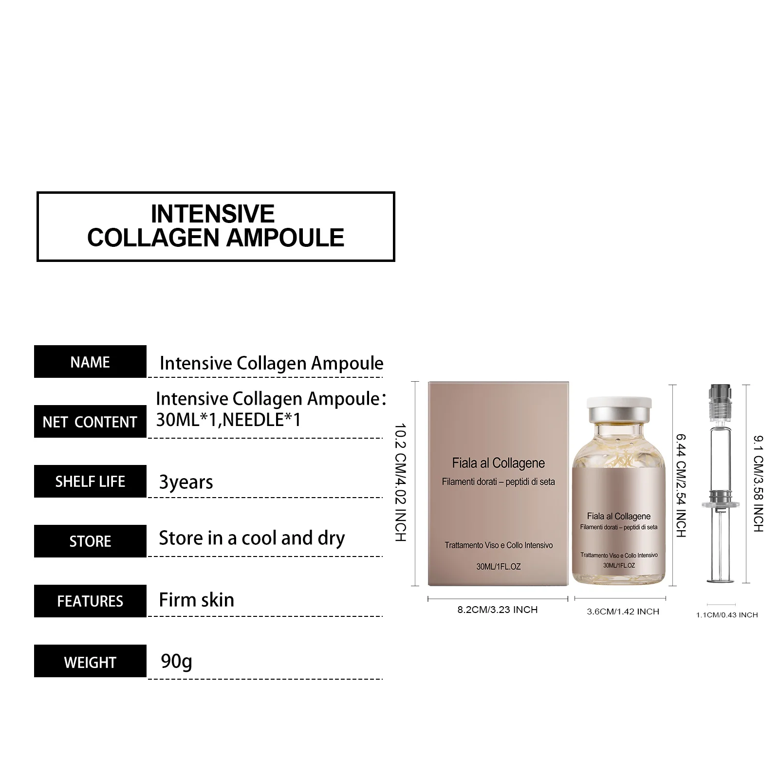 Collagen Silk Peptide Firming Ampoule Face Neck Serum Hydrating Essence For Dry Skin Smooth Fine Lines Restore Elasticity Dewy