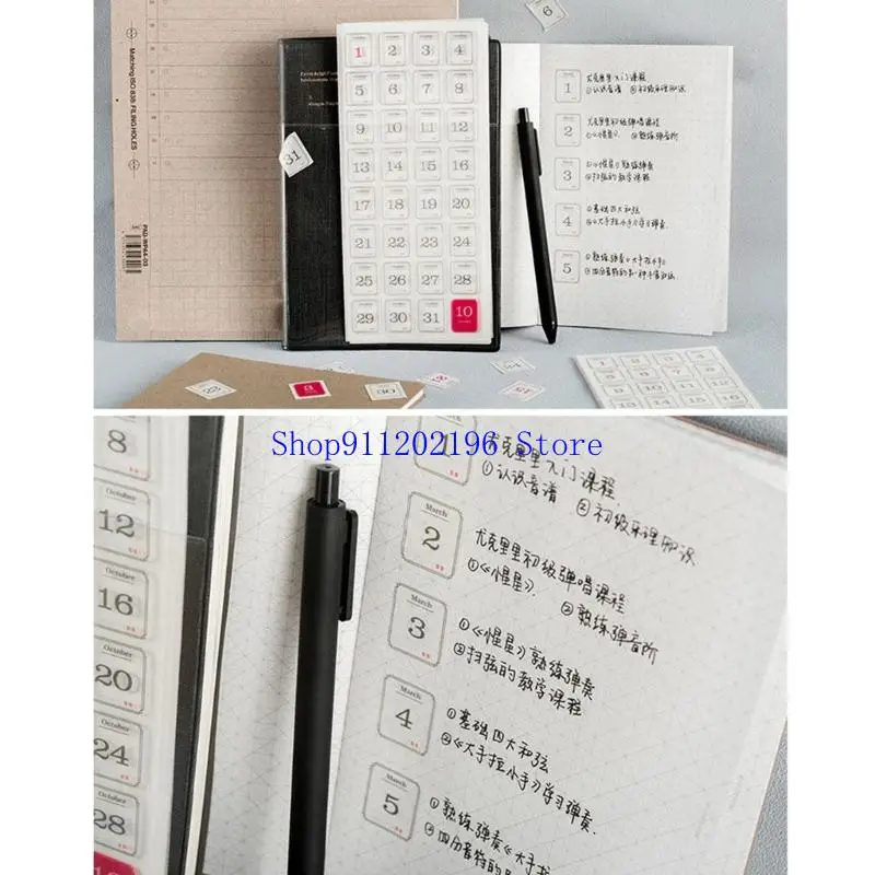 

P82A 12 Sheets Calendar Sticker Scrapbook Accessories Sticker 365 Days Sticker