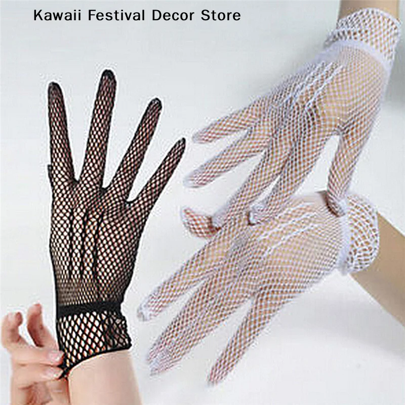 【K】Fashion Women Hollow-Out Mittens Short  Lace Gloves Goth Party Female Party Mittens Driving Sunscreen UV Protection Gloves